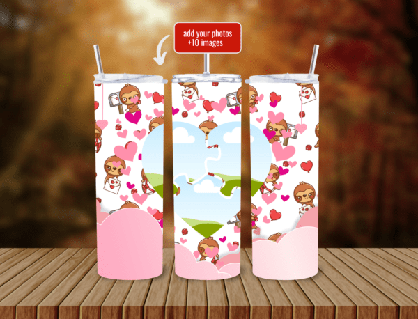Valentine's 600ml Double Wall Tumbler with Lid & Straw | Customizable with Your Images